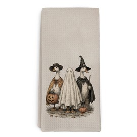 Halloween Goose Ghost Witch Pumpkin Kitchen Hand Towels,16x24 Inch
