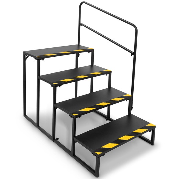 4-Step RV Steps with Handrail, 660 LBS Metal RV Stairs