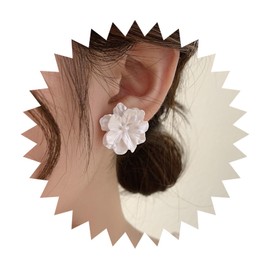 Yienate Unique Large White Flower Earrings Studs Vintage Acrylic Floral Petal Earrings Statement French Camellia Flower Earrings Studs Bridal Wedding Prom Earrings Jewelry for Women and Girls