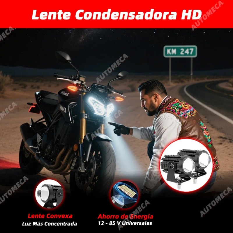 2 Par Faros Luces Led Para Motos Auto Doble Color