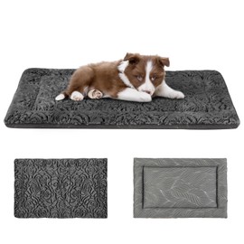 2 in 1 Dog Bed Crate Pad Mat Washable Reversible (Cool & Warm) Soft Fluffy Pet Kennel Beds for Large Medium Small Puppy Cat Sleeping Mattress Machine Wash Dog Cooling Mats (Dark Grey, 24"*17.5"*1.5")