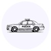 24 x 40mm Round 'Police Car Side View' Stickers (SK00070168)