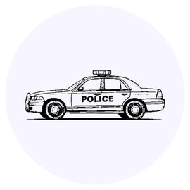 24 x 40mm Round 'Police Car Side View' Stickers (SK00070168)