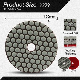 FOCSTOL Diamond Dry Polishing Discs - Pack of 8 100 mm Grit 400 Diamond Sanding Pad for Granite Marble Artificial Stone Quartz for Angle Grinder