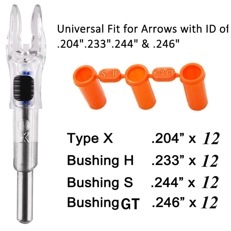 12 Pack X Lighted Nocks Universal Fit for Arrows with