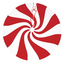 48" Large Christmas Tree Skirt, Red and White Peppermint Candy Round Pattern Tree Mat Base Cover for Xmas Festive Holiday Party Decoration Ornaments