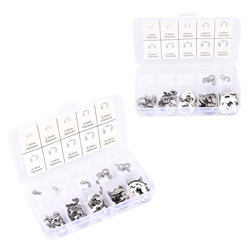 120PCS Snap Rings Assortment Kit Corrosion Resistant Stainless Steel Retaining
