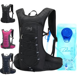 Zelnff Cycling Hydration Backpack with 2l Water Backpack,BPA free,Biking Daypack ,Water Pack for Running Hiking Riding Camping Cycling Climbing Fits Men & Women (Black with 2l bladder)