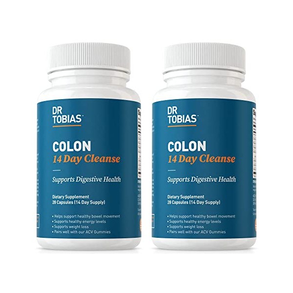 Dr. Tobias Colon 14 Day Cleanse (2 Pack), Supports Healthy Bowel Movements, Colon Cleanse Detox, Includes 2 Bottles Each with 28 Capsules (1-2 Daily).