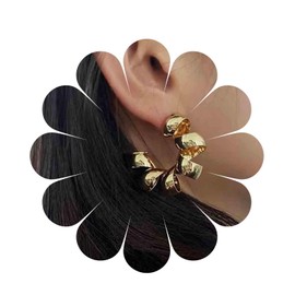 Cimenexe Bohemian Twisted Circle Earrings Gold Twist Hoop Stud Earrings Irregular Circle Earrings Exaggerated Circle Hoop Earrings Jewellery for Women and Girls Gifts, Zinc, No Gemstone