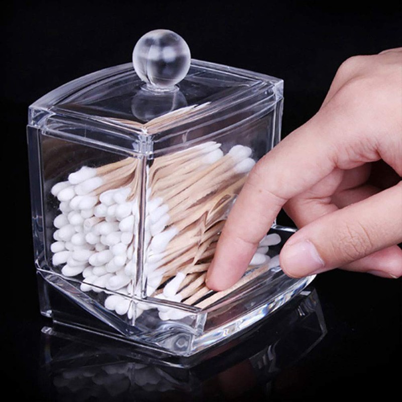 SagaSave Cotton Buds Dispenser Acrylic Makeup Organiser Bathroom Storage Cotton