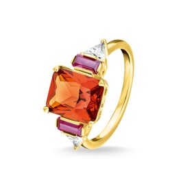 THOMAS SABO TR2262-488-7 Women's Ring Coloured Stones Gold 925 Sterling Silver 750 Yellow Gold Plated, Sterling Silver, Cubic Zirconia