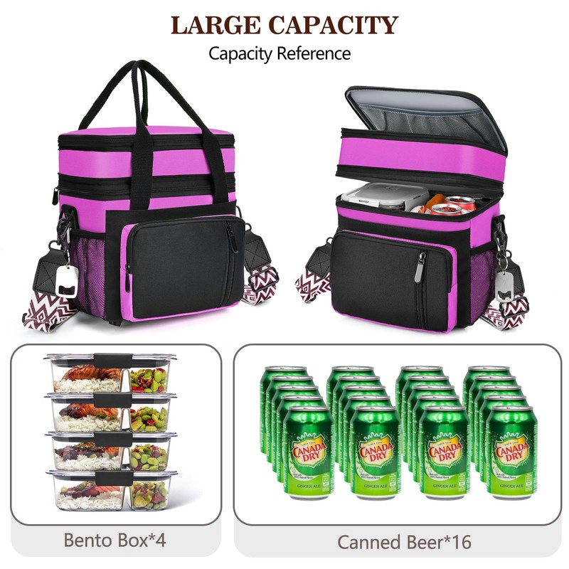 LOKASS Lunch Box for Women/Men-16L-Insulated Lunch Bag, Expandable Double-layer Leakproof