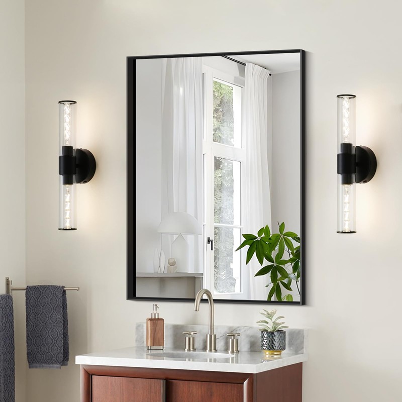 HONGREN Black Battery Operated Wall Sconces Set of Two Modern