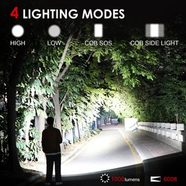 Small Flashlight Rechargeable, Magnetic LED Flashlight, 1000 Lumens Super Bright Flashlight with COB Work Light, 4 Modes, Waterproof, Zoomable Pocket Tactical Flashlights for Camping Emergency 2 Pack