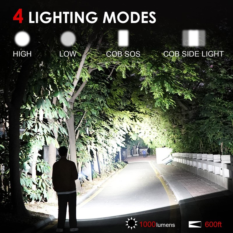 Small Flashlight Rechargeable, Magnetic LED Flashlight, 1000 Lumens Super Bright