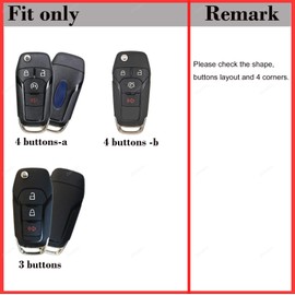 Silicone Rubber Key Fob Cover Protector for Ford Fusion Explorer (Flip Key) N5F-A08TAA 164-R7986 5924003 4 Button Remote Control