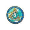 8 Month AA Medallion Elegant Marble Caribbean Aqua Glitter Sobriety