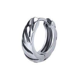 LUXSTAR Men's Hoop Earrings, 6 Styles, Single Ear, Hypoallergenic, Stainless Steel, 0.6 oz (18 g) (C), Stainless Steel