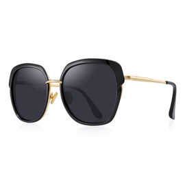 OLIEYE Vintage Oversized Shield Frame Women's Polarized Sunglasses Holiday Sunglasses for Women with Gift Box O6371