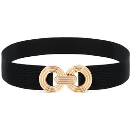 LIMHOO Women's Wide Elastic Waist Belt Fashion Stretchy belt Waistband for Dresses (P19519-Black-XL)