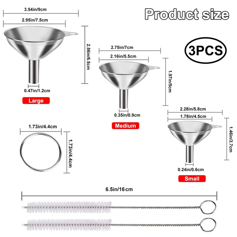 3pcs Stainless Steel Funnel Set - Versatile Kitchen Funnels for