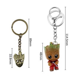 BlueXP 4 Pack Key Ring Pendant Guardians of Galaxy Baby Groot Keychain Holder with Lobster Snap Clip for Decoration Women Men Kids Handbag School Bag