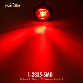 Partsam 10x 3/4" Mini Round Red Led Side Marker Lights Grommet Mount w Plug Connectors Waterproof Sealed Boat Trailer Truck RV Bus Van Bullet Side Led Marker Lights Lamps Clear Lens 12V