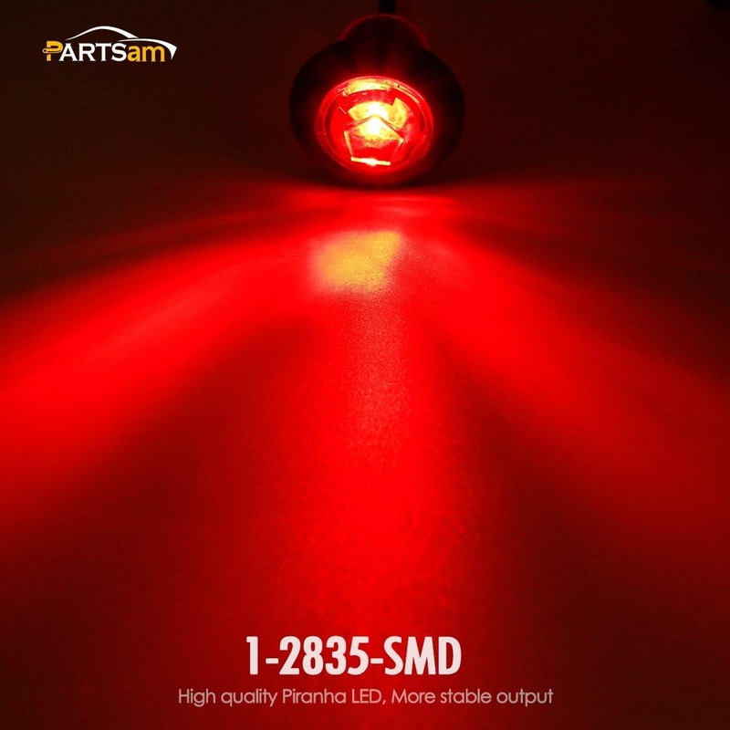 Partsam 10x 3/4" Mini Round Red Led Side Marker Lights