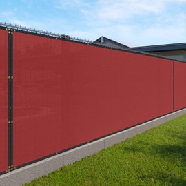 Windscreen4less Fence Privacy Screen 8' x 25' Heavy Duty Windscreen Fencing Mesh Fabric Cover for Patio Garden Backyard Lawn Carport Pool Fence, Red