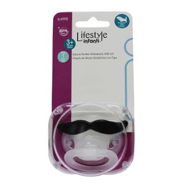 INFANTI | Chupón De Silicon Ortodóntico Lifestyle by Infanti | Con Tapa Bigote Color Blanco Período de edad 0-6 meses