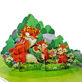 CUTPOPUP Fox, Mothers Day Card Pop Up, 3D Birthday Greeting Card, Mother's Day Card for Women, Mom, Wife, Grandma, Daughter (Mothers Day Fox)