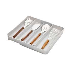 iDesign Eco Recycled Plastic Expandable Drawer Organizer Utensil Tray, Gray