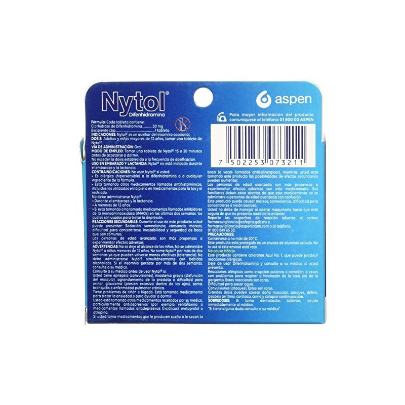 Nytol Antihistamínicos Tabletas