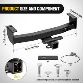 Nilight Class 3 Trailer Hitch 2 Inch Receiver Tow Hitch Compatible with Toyota Tacoma 2016 2017 2018 2019 2020 2021 2022 2023 Black Powder Coated