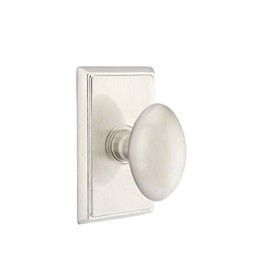 Emtek Privacy Set, Rectangular Rosette, Egg Knob (Satin Nickel)