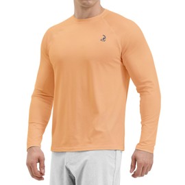 Mens UV Sun Protection Long Sleeve Shirts Rash Guard for Outdoor Fishing Hiking Swimming UPF 50+ (Color: Sauna Peach, Size: X-Large)