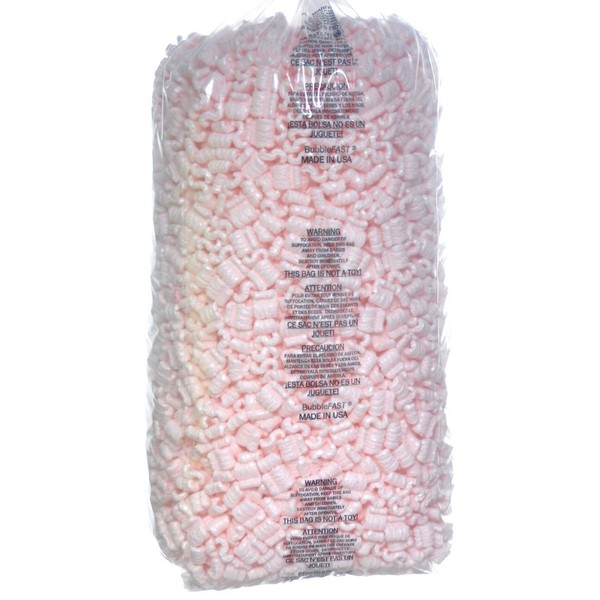 Bubblefast! Brand 3.5 cu. ft. (22.5 Gallons) Pink Anti-Static Packing Peanuts Popcorn Made from 100% Recycled Material