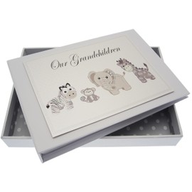 White Cotton Cards Our Grandchildren Silver Toys Tiny Album