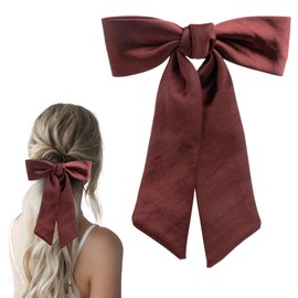 SXQLYH Satin Bow Hair Clip, Women's Hair Clips with Large Bow Acetate Satin, Women's Hair Bows, French Hair Clips, Ballerina Bow, Soft, Silky and Shiny (Burgundy)