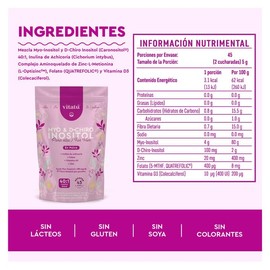 Vitatú  Myo Inositol  D-Chiro Inositol mezcla ideal 401 con Folato  Vitamina D3  Zinc, Suplemento Alimenticio en polvo para Mujeres (225 g cu), 45... 