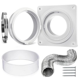 Dryer Vent Wall Plate with 4" x 8 ft Dryer Vent Hose, Quick Connect Dryer Vent Connector Kit, Twist Lock Dryer Duct Connector Kit, Cover Area 7" x 7", for Wall Exhaust Vent Bathroom