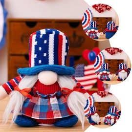 PRETYZOOM 4th of July Patriotic Gnome - Independence Day Lighted Gnome Plush Swedish Tomte Doll Tabletop Decoration Memorial Day Party Favors (Without Battery)
