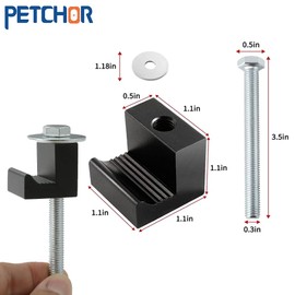 PETCHOR Truck Tool Box Mounting Kit, Aluminum Alloy J Hook Crossover Toolbox Clamps, 4Pack, Black