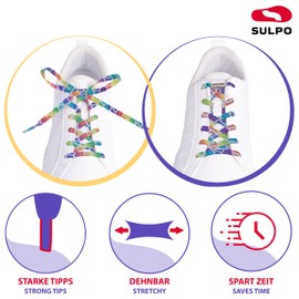 SULPO Flat Shoelaces without Tying - Colourful Quick Release - Elastic Shoe Laces - Rubber - Shoelaces - Laces for Children and Adults, Colourful leopard