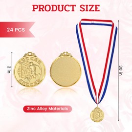 Yuuchoringee 24 Pieces 2 Inches Soccer Medals Gold Metals Soccer Medals for Awards Team Participation Trophies with Ribbons for Sports Games and Prizes Awards Team Competitions Gifts Party Favors