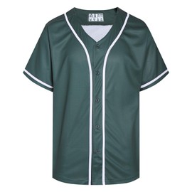Pullonsy Customized Baseball Jersey for Men Women Boys Girls Workout Sport Game Outfits Button Up Shirts,White Stripe Hunter Green Jersey,Size M