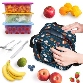 Fun Sport Ball Lunch Bag Insulated Large Capacity Lunch Box for Kids Women Men Waterproof Adjustable Shoulder Strap Basketball Football Soccer Baseball Lunch Tote for Work School Picnic Travel