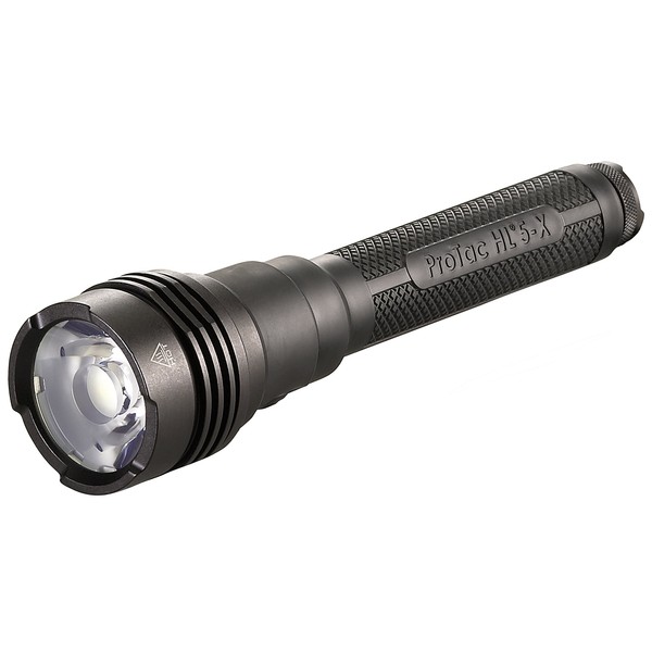 Streamlight 88074 ProTac HL 5-X 3500-Lumen Multi-Fuel Rechargeable Professional Tactical Flashlight with 4 x CR123A Lithium Batteries and Wrist Lanyard, Clear Retail Packaging, Black