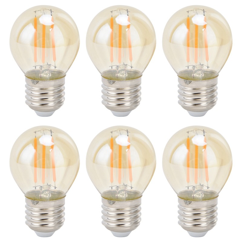 6Pcs Vintage LED Light Bulb Gold Glass Dimmable G45 E27
